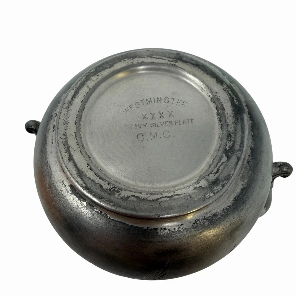 Westminster CMC B14 Heavy Silver Plate Teapot Sugar Bowl‎ Tarnished